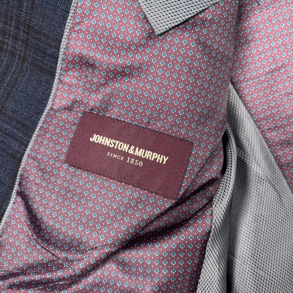Johnston & Murphy Blazer Mens M Blue Plaid Wool 2-Button Sport Coat - Picture 6 of 16